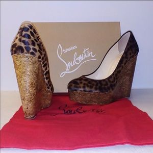 Christian Louboutin 140 pony hair cork wedge